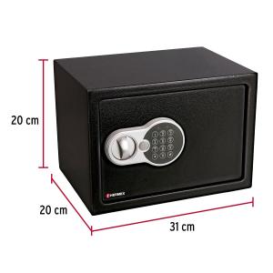 CAJA FUERTE HERMEX NEGRA DIGITAL Y LLAVE 20 X 31 X 20 CM.
