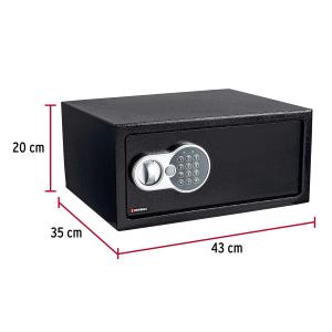 CAJA FUERTE HERMEX NEGRA DIGITAL Y LLAVE 20 X 43 X 35 CM.