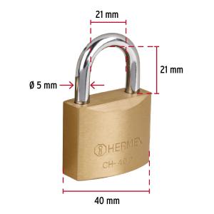 CANDADO DE HIERRO BRONCEADO HERMEX BASIC 40 MM. - CH-40P