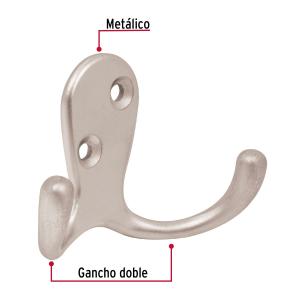 PERCHA HERMEX DOBLE HORIZONTAL ZAMAC NIQUEL SATIN PEPU-24