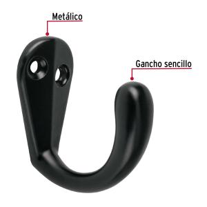PERCHA HERMEX SIMPLE ZAMAC NEGRO MATE PEPU-06