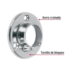 SOPORTE PARA BARROTE HERMEX REDONDO NIQUELADO 1